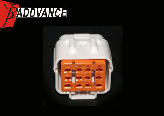 12 Pin Female Sealed Connectors White And Orange Color For Multiple Types Car